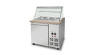 SNACK-Line Bain-Marie Theke 2x GN1/1, Granit rosa-grau, 88x82x85,5 Glasaufbau Klarglas mit Zwischenablage, H=496mm