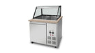 SNACK-Line Bain-Marie Theke 2x GN1/1, Granit rosa-grau, 88x82x85,5 Glasaufbau Klarglas schwarzer Rand, ohne Zwischenablage, H=396mm