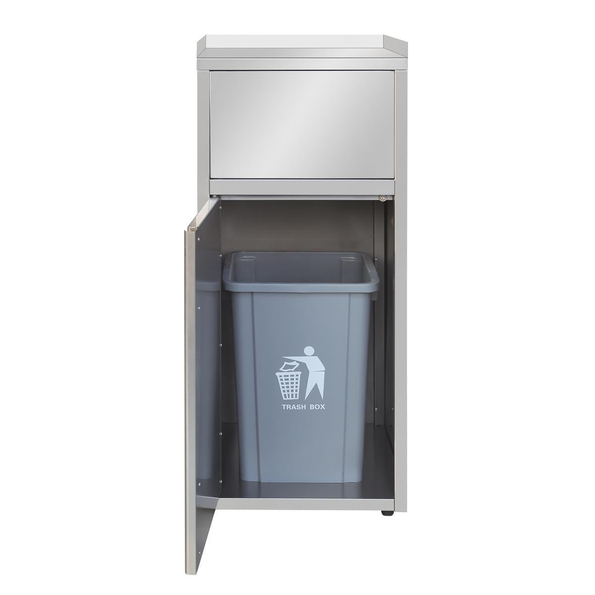 Stainless steel waste box, with 60L garbage can, 50x53x120cm - Image 2