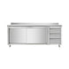 Work cabinet with sliding doors and drawer unit on the right, with upstand, 1600 x 700