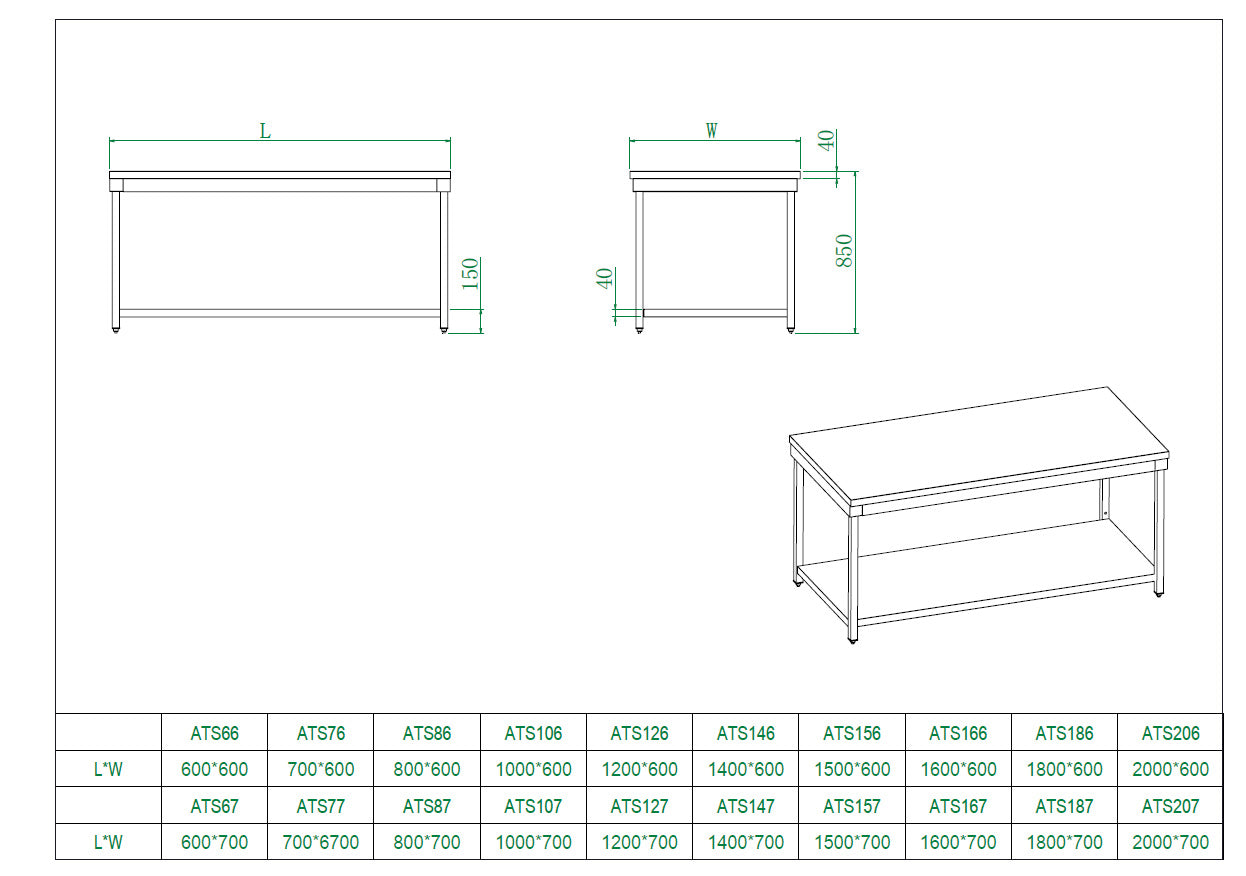 Stainless steel worktable, 80 x 60 - Image 5