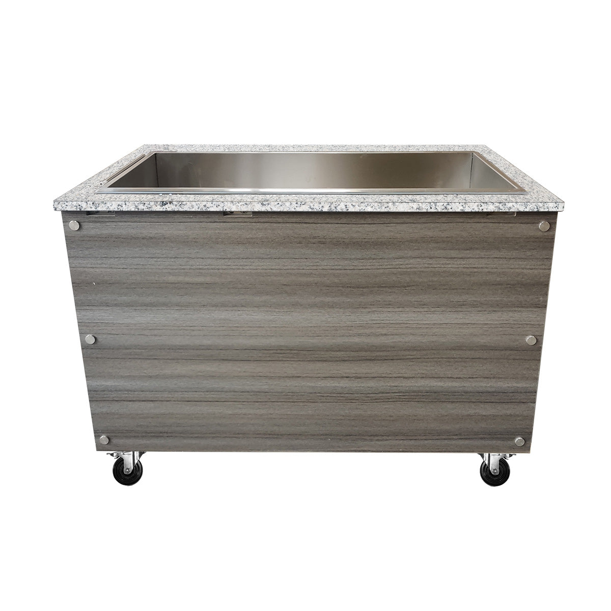 SNACK-Line Bain-Marie Theke 3x GN1/1, Granit rosa-grau, 123x82x85,5 Glasaufbau Klarglas ohne Zwischenablage, H=396mm - Image 5