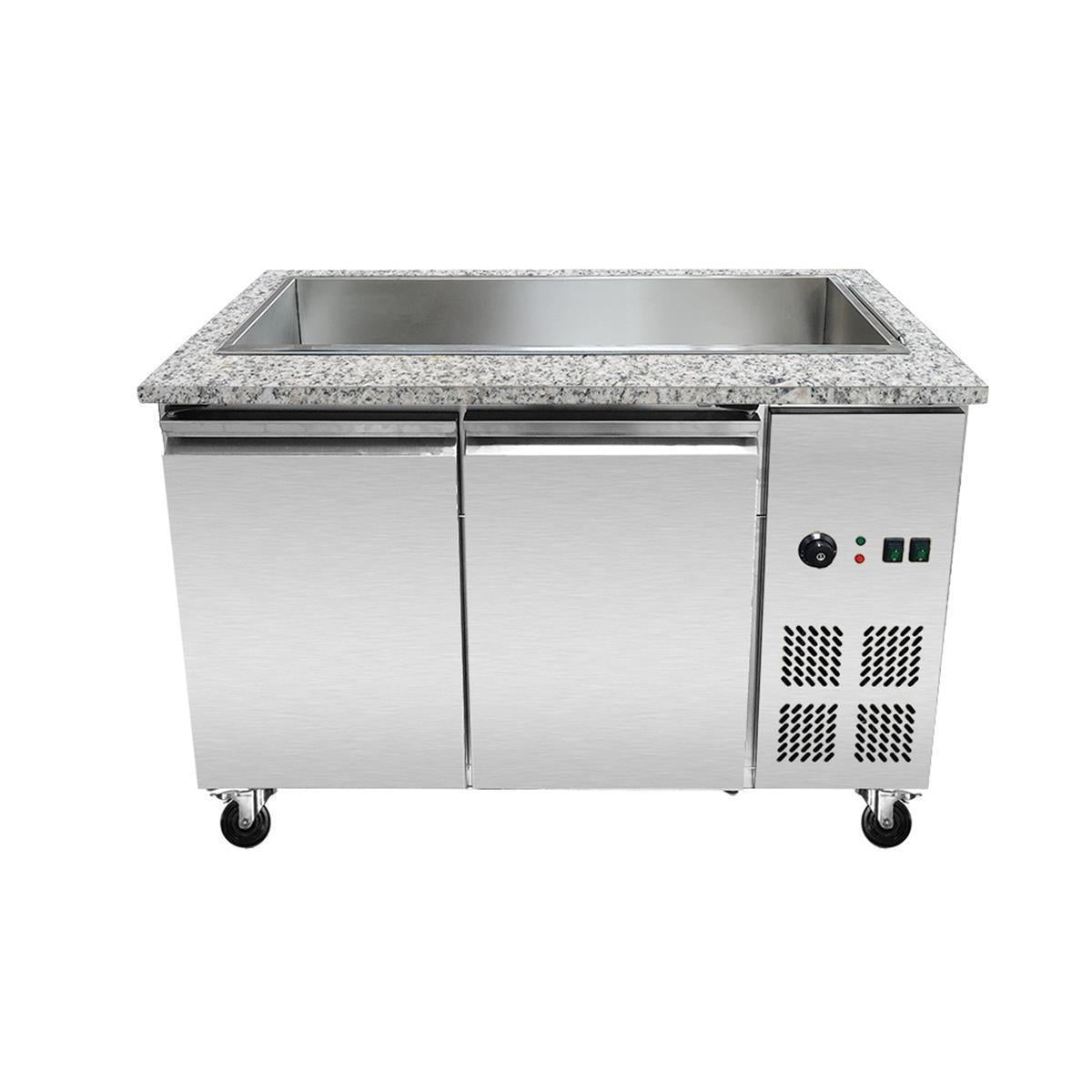 SNACK-Line bain-marie counter 3x GN1/1, granite Star Galaxy black, 123x82x85.5 glass superstructure clear glass black edge, without clipboard, H=396mm - Image 2