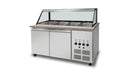 SNACK-Line bain-marie counter 4x GN1/1, granite pink-grey, 153x82x85.5 glass structure clear glass black edge, without clipboard, H=396mm
