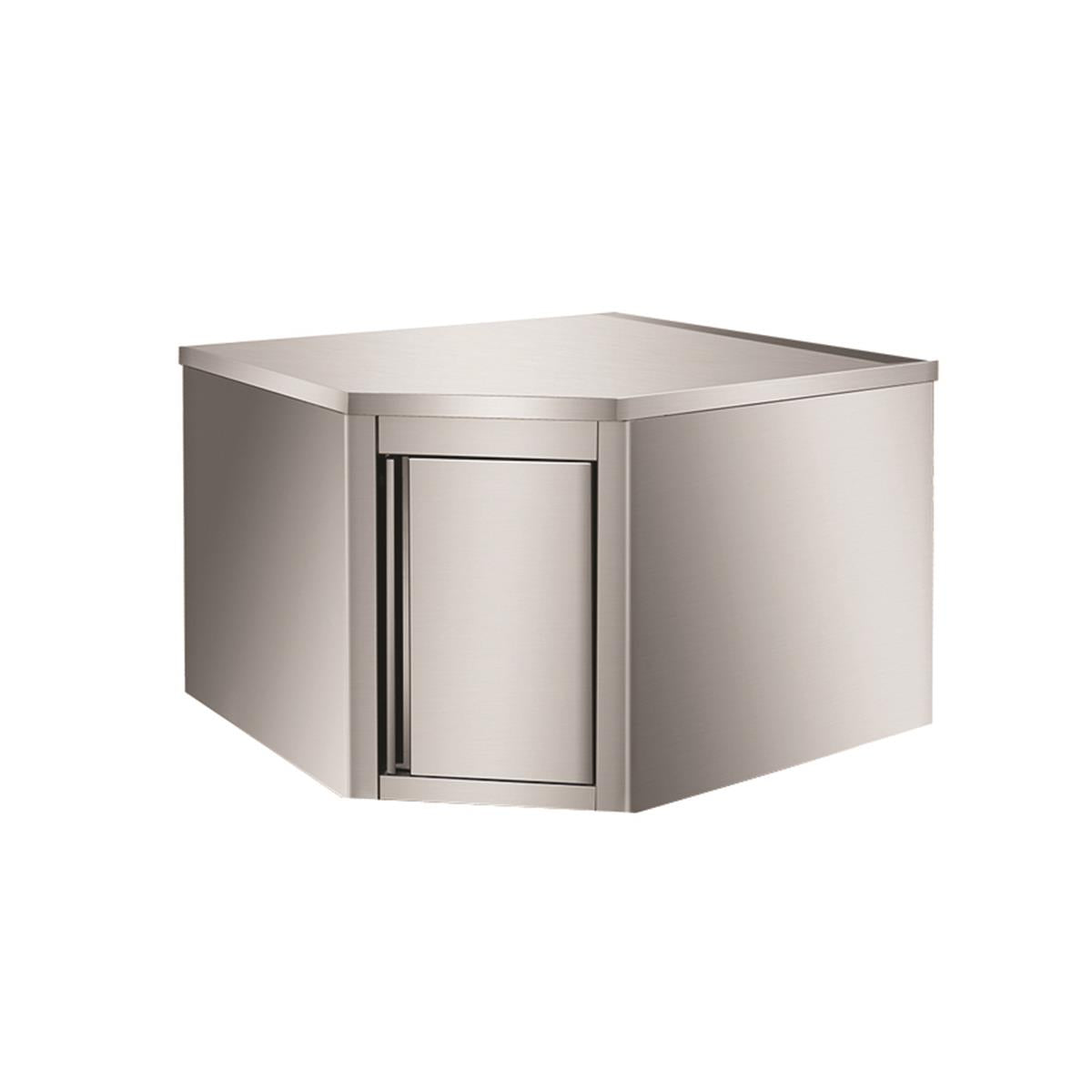 Wandhängeschrank aus Edelstahl, Eckmodul, für Schränke Bautiefe 400, 700 x 700