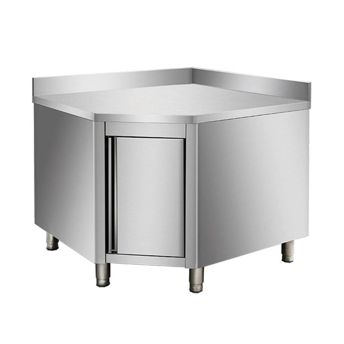 Stainless steel work cabinet, with upstand, corner module 600 mm depth