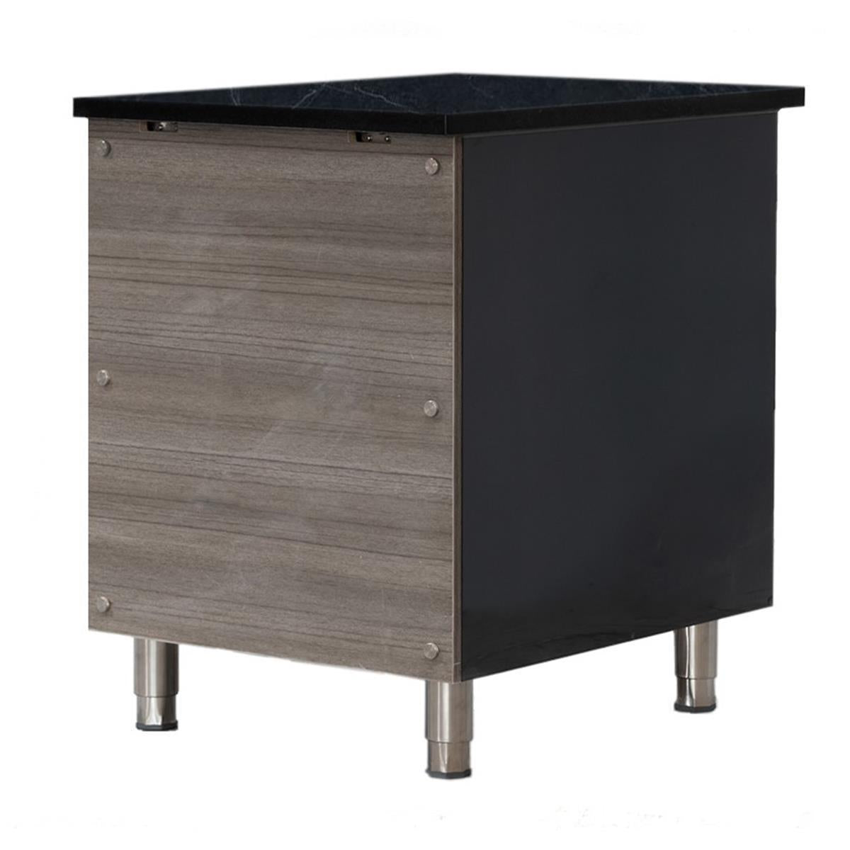 Stainless steel cash desk, Star Galaxy black granite, with wooden cladding, 40 x 82 - Image 2