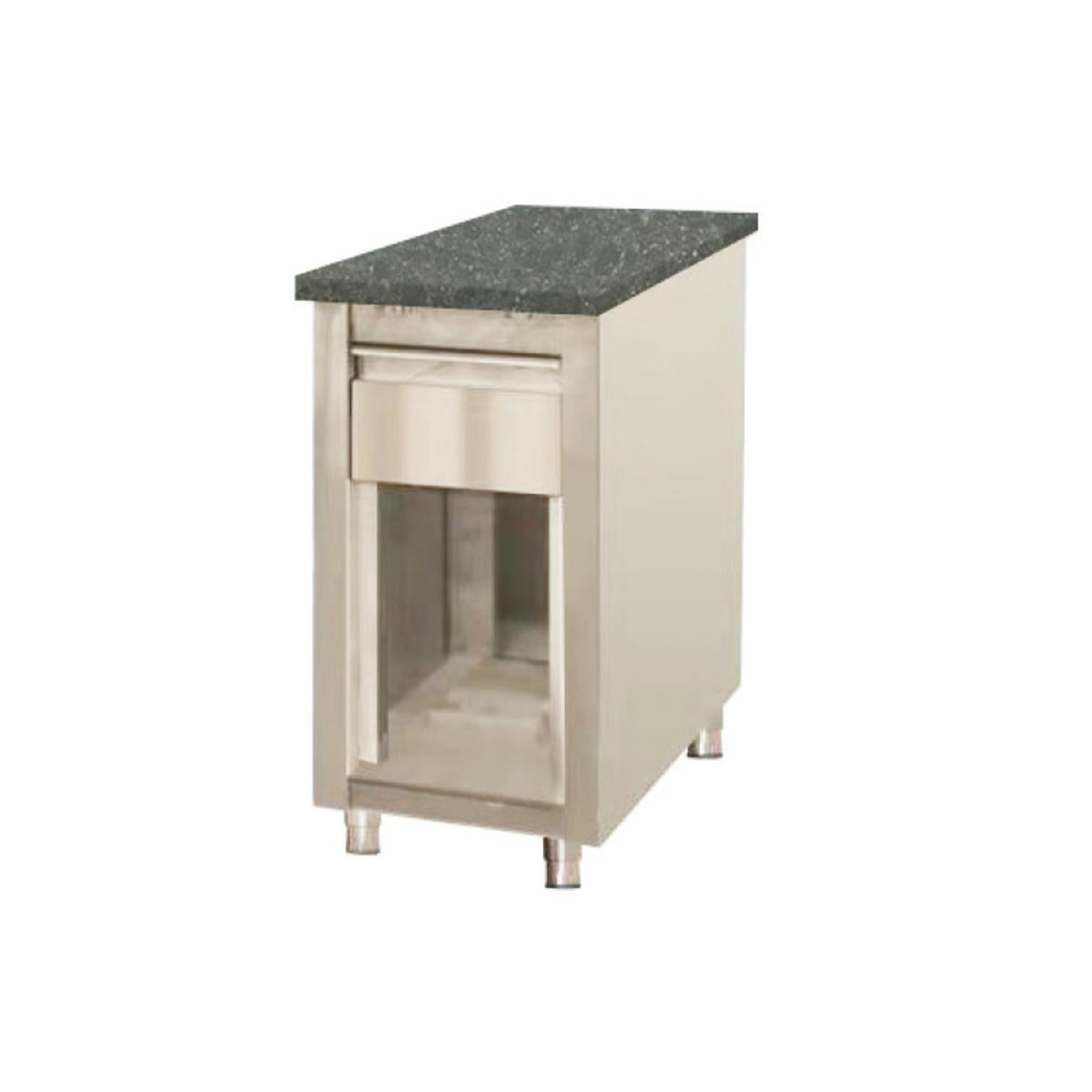 Stainless steel cash desk, Star Galaxy black granite, with wooden cladding, 60 x 82 - Image 2