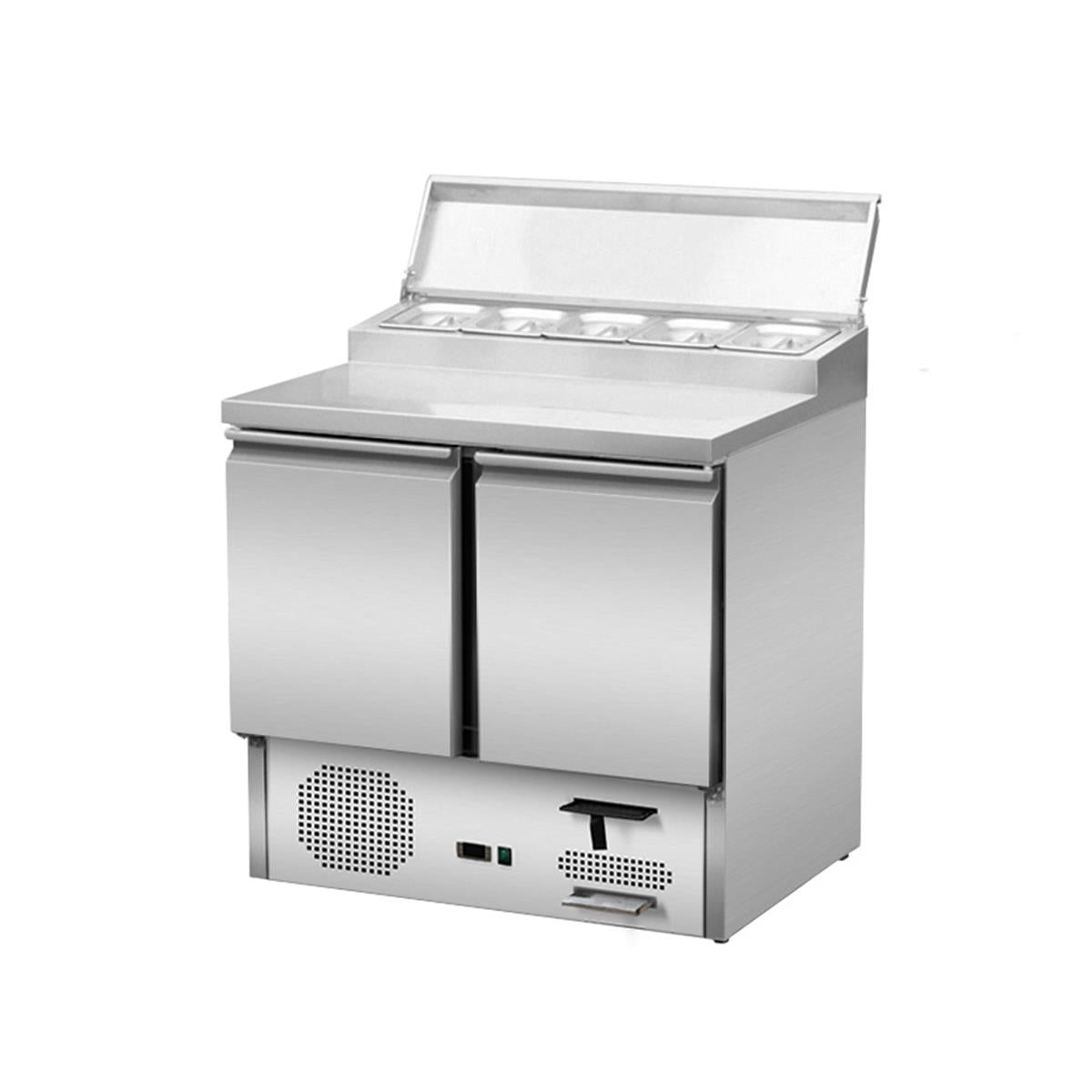 Salad bar/preparation table, 2 doors, under-counter refrigeration, 90x70