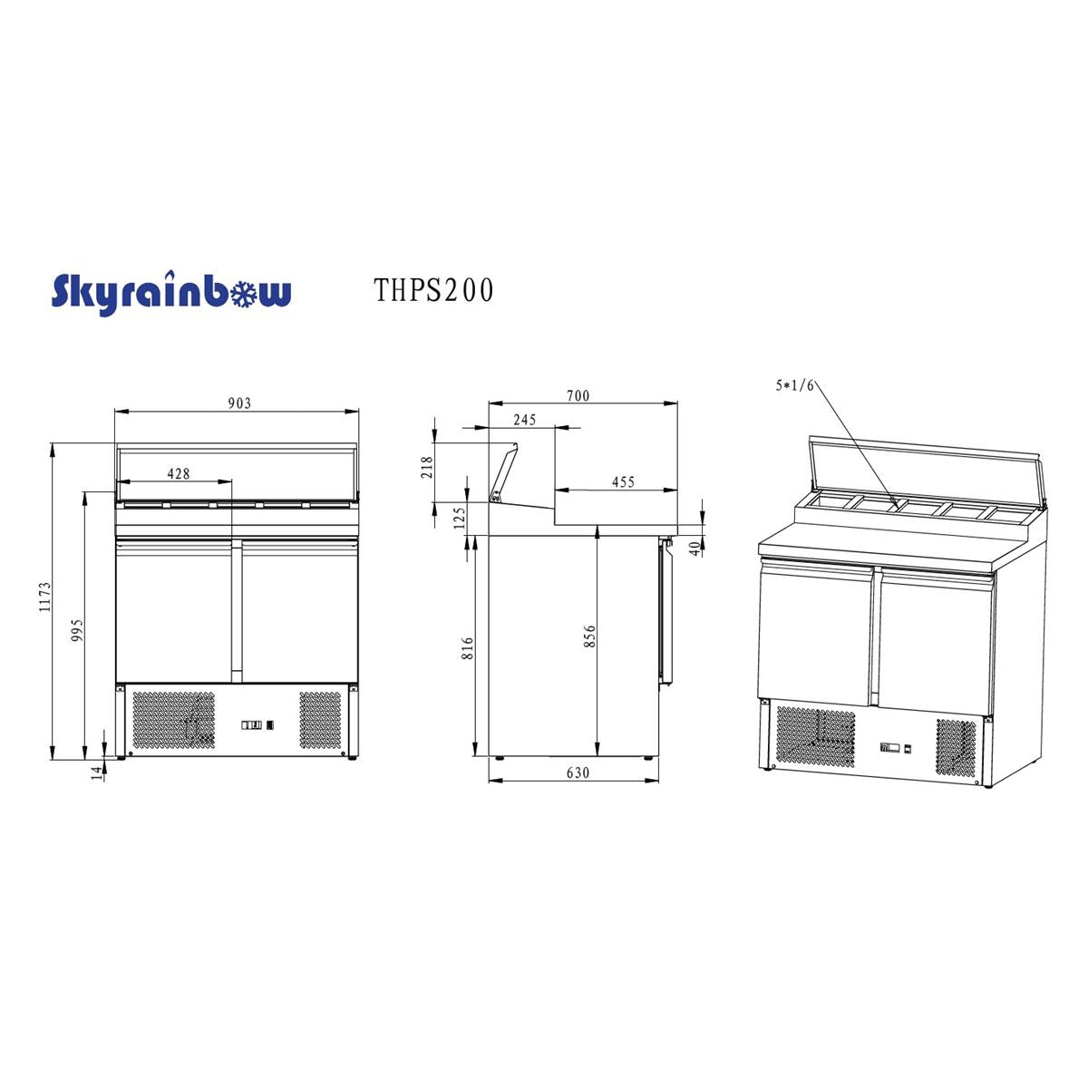Salad bar/preparation table, 2 doors, under-counter refrigeration, 90x70 - Image 5