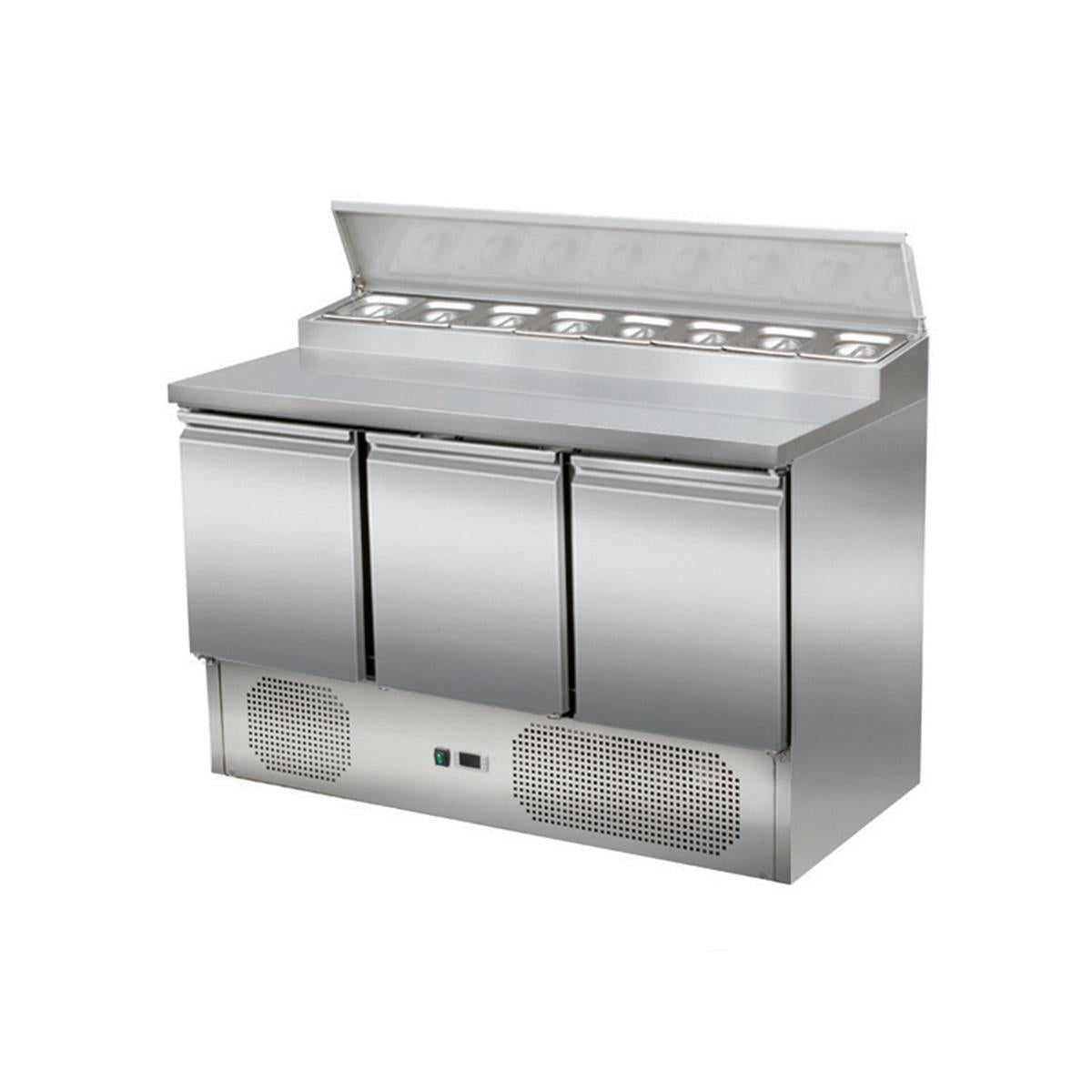 Saladette/preparation table 3 doors, under-counter cooling, 137x70 - Image 2