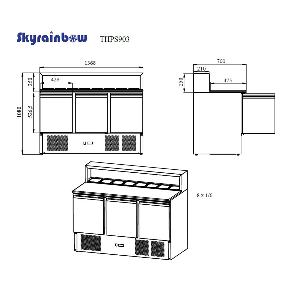 Pizza oven, 3 doors, stainless steel top, 137 x 70 - Image 5