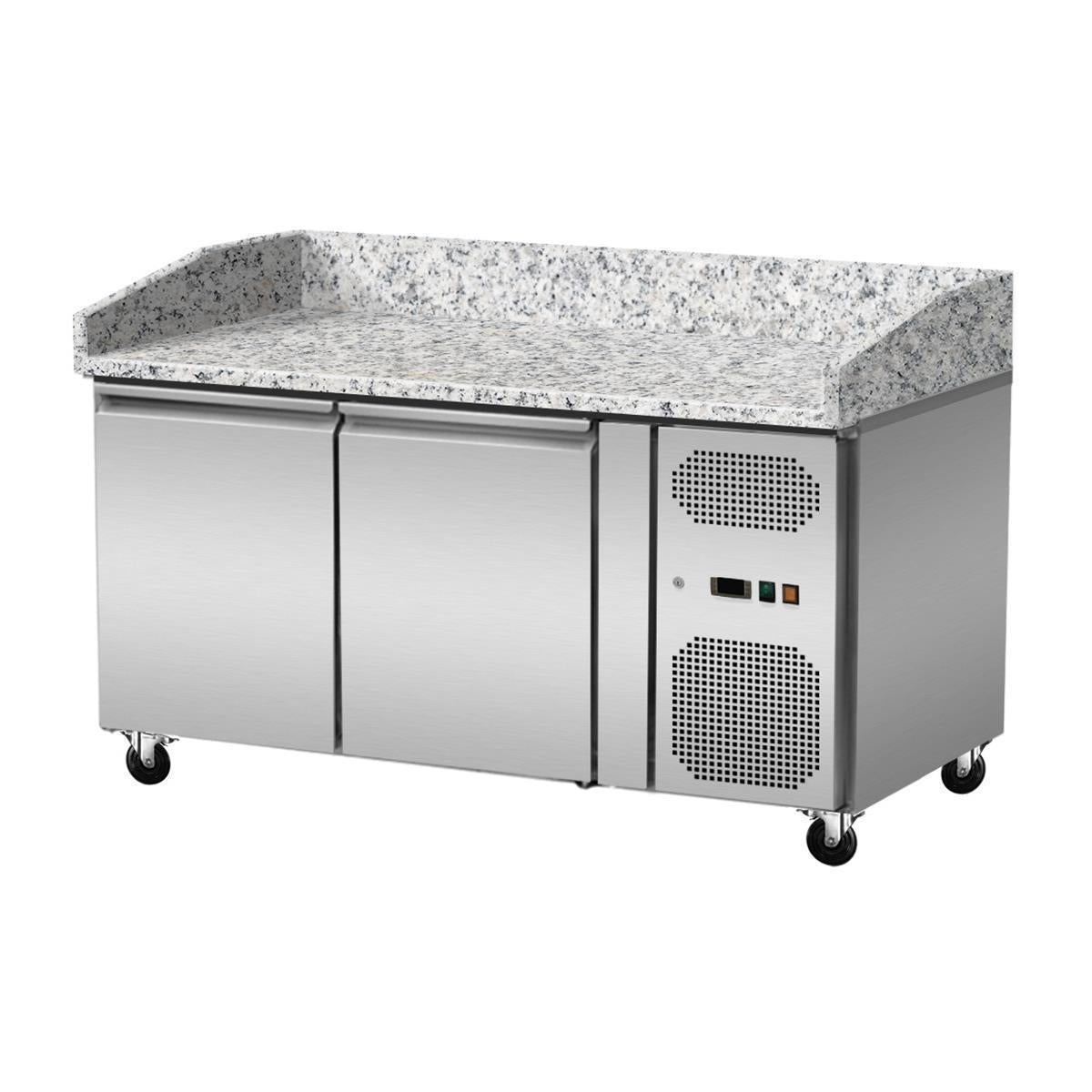 Pizza cooling table, granite pink-grey, 2 doors, 151 x 80 Cooling top GN1/4 with glass - Image 2