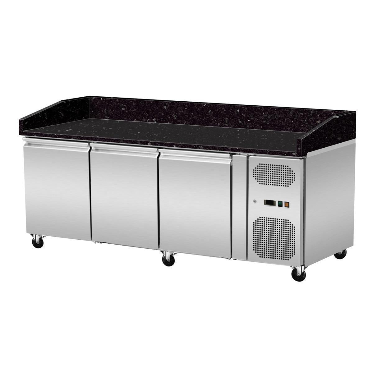 Pizza refrigerated counter, Granite Star Galaxy black, 3 doors, 203x80