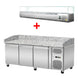 Pizza cooling table, granite pink-grey, 3 doors, 203 x 80 Cooling top GN1/3 with glass