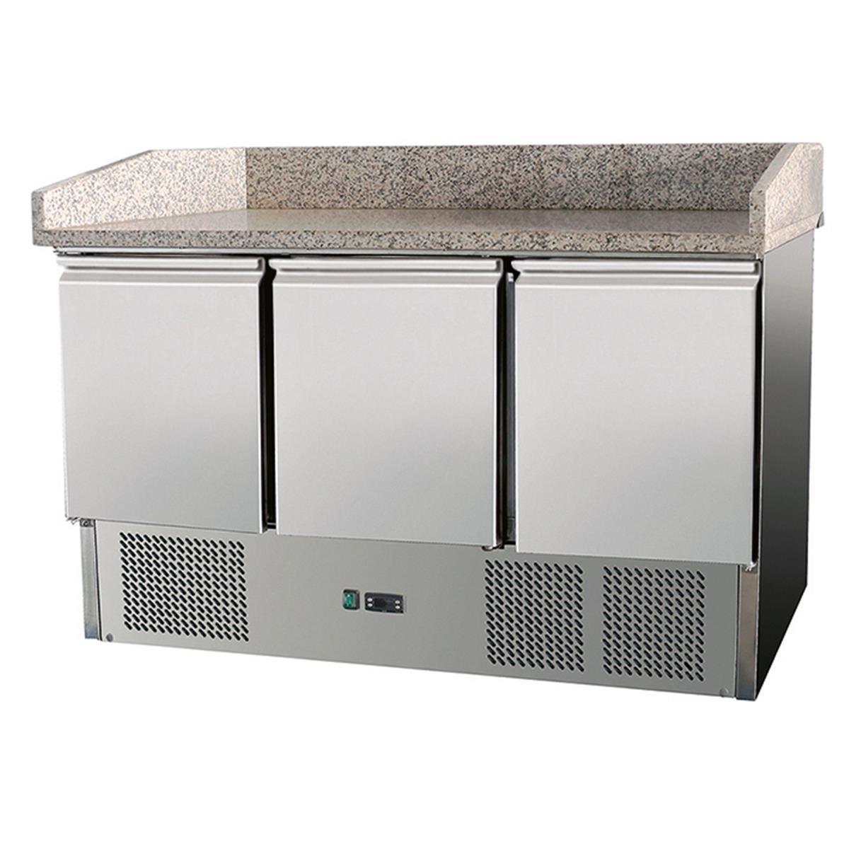 Pizza table 3 doors, with under-counter cooling, 140 x 70 Cooling top GN1/4 with glass - Image 3