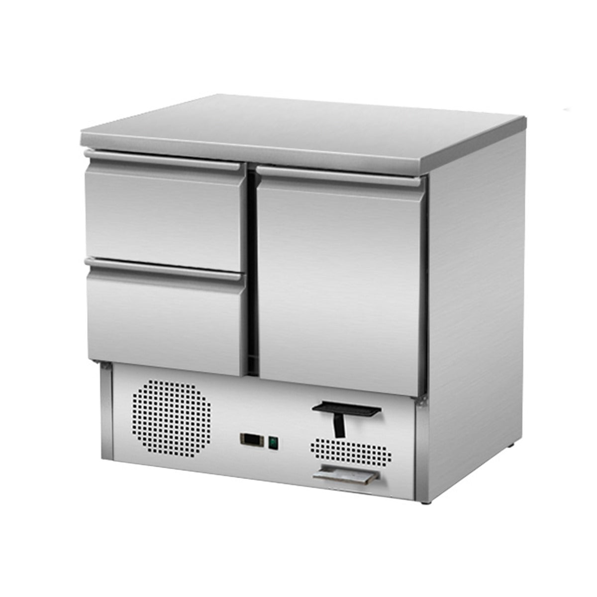 Refrigerated counter, 1 door, 2 drawers, under-counter cooling, 90x70