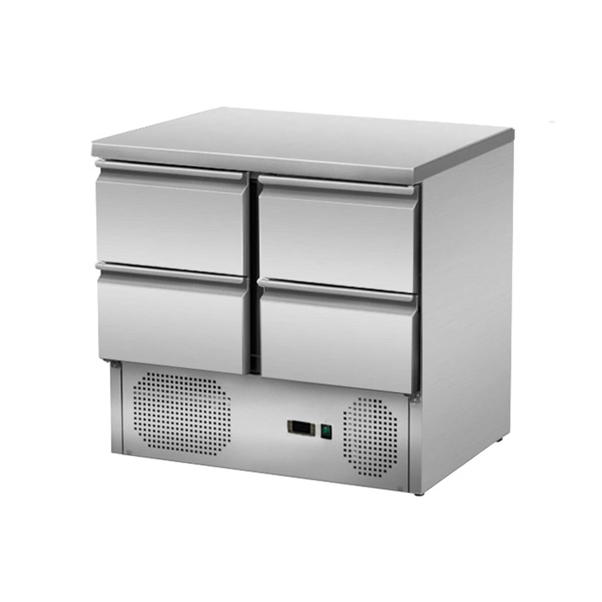 Refrigerated counter with 4 drawers, under-counter refrigeration, 90x70