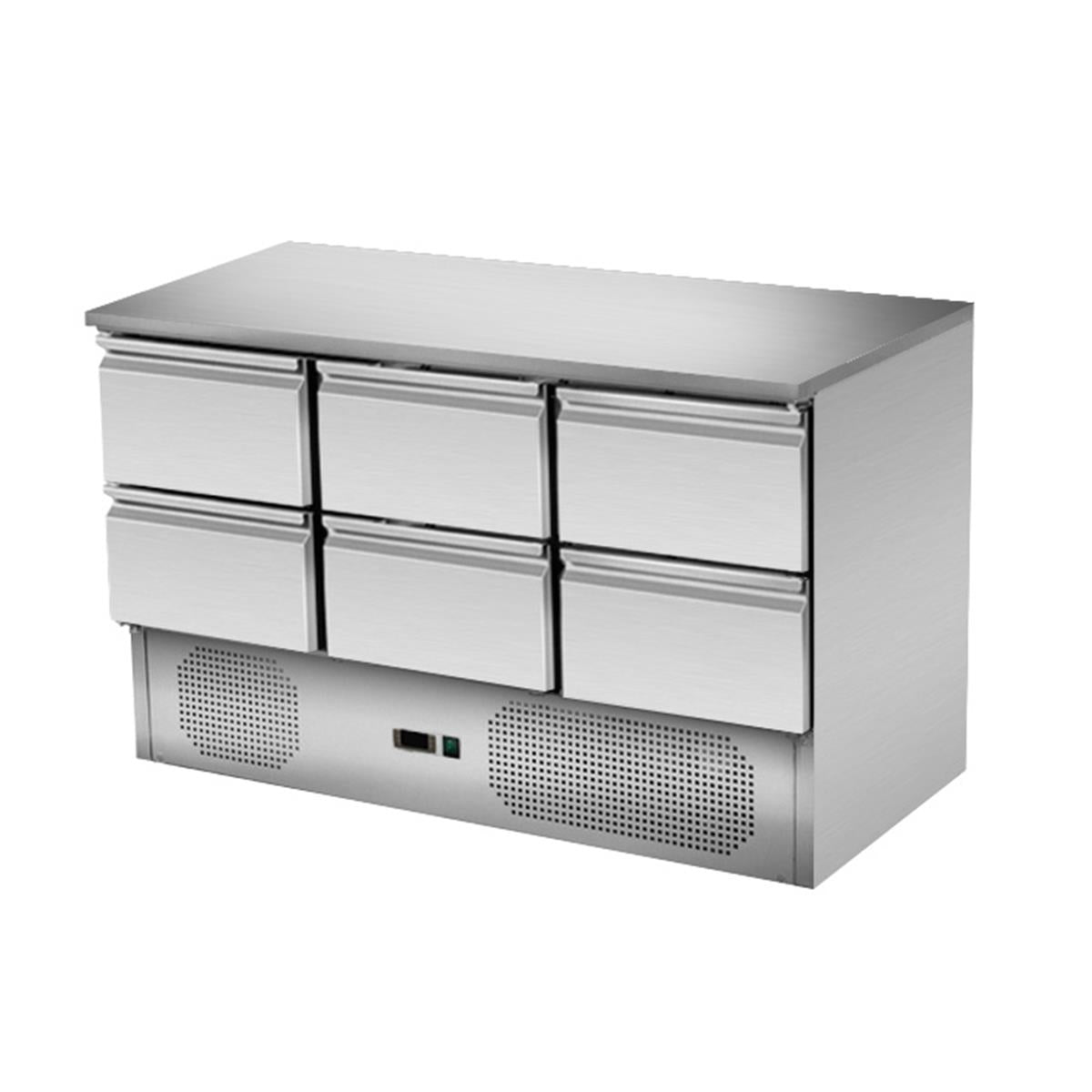 Refrigerated counter with 6 drawers, under-counter cooling, 137x70