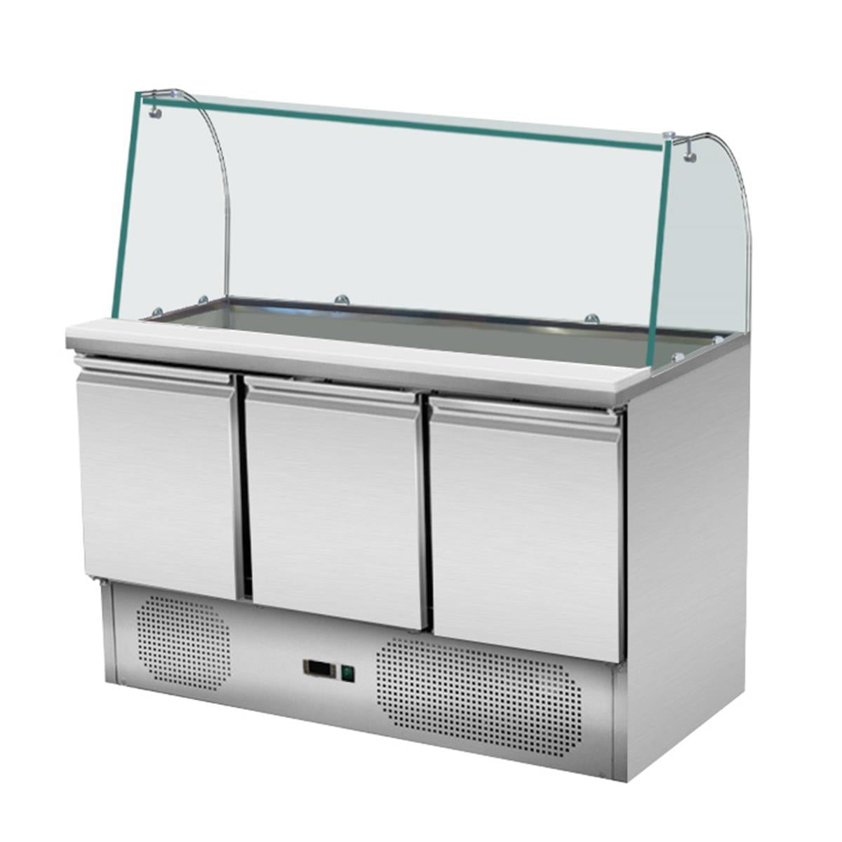 Saladette 3 doors, curved glass, 137 x 70