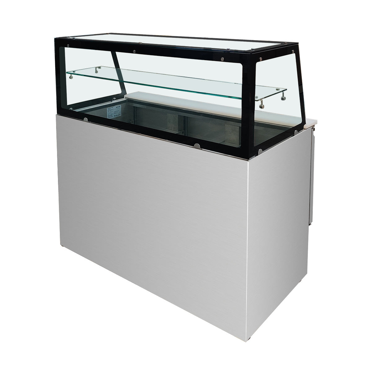 Saladette 3 doors,137 x 70 straight glass structure, clear glass with black rim - Image 2