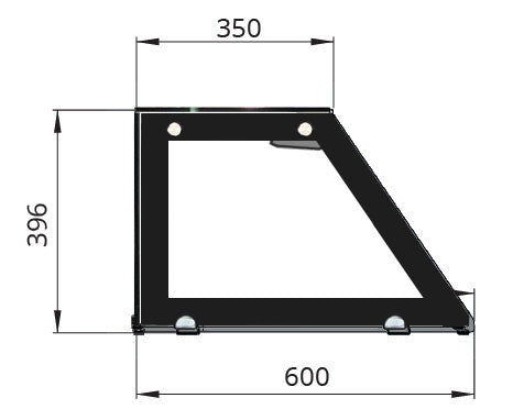 Glass top short, black rim, straight cpl. for THSA158