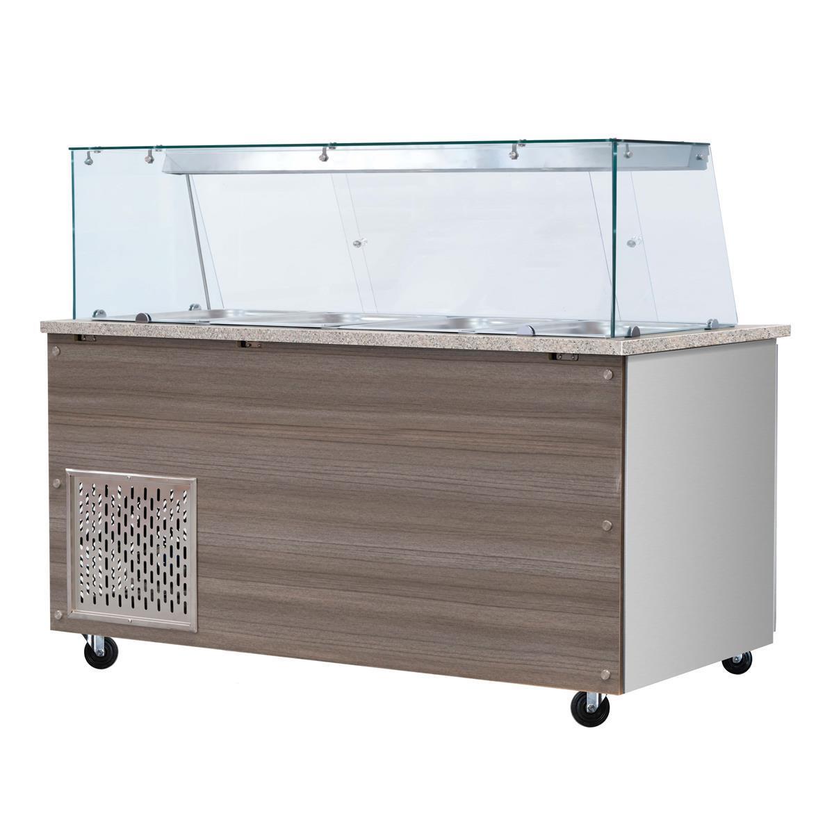 SNACK-Line, Kalte Theke, 4x GN1/1, Granit rosa-grau, 152x82x88,5 Klarglas ohne Zwischenablage, H=396mm - Image 2