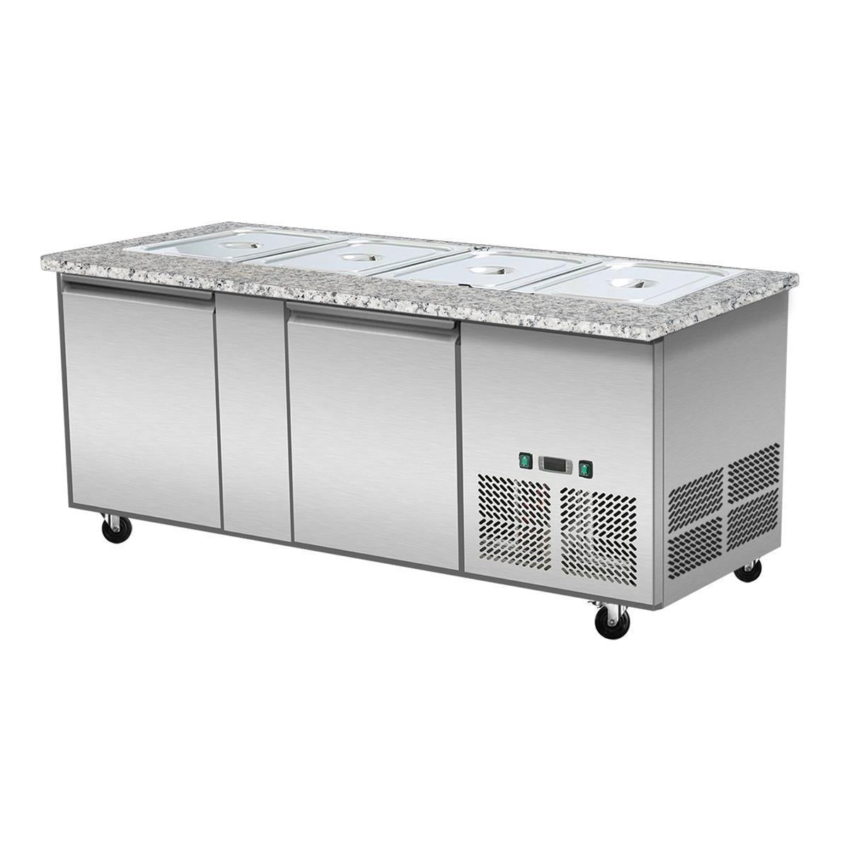 SNACK-Line, Kalte Theke, 4x GN1/1, Granit rosa-grau, 152x82x88,5 Klarglas ohne Zwischenablage, H=396mm - Image 4