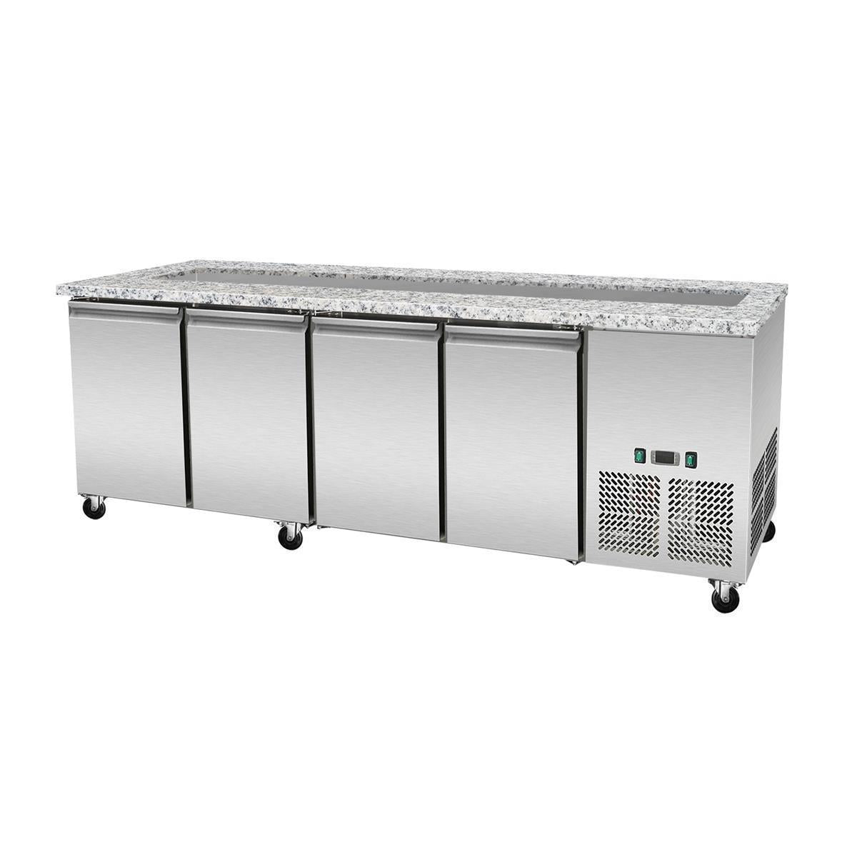 SNACK line, cold counter, 6x GN1/1, granite pink-gray, 223x82x85.5 Clear glass construction without intermediate shelf, H=396mm - Image 3