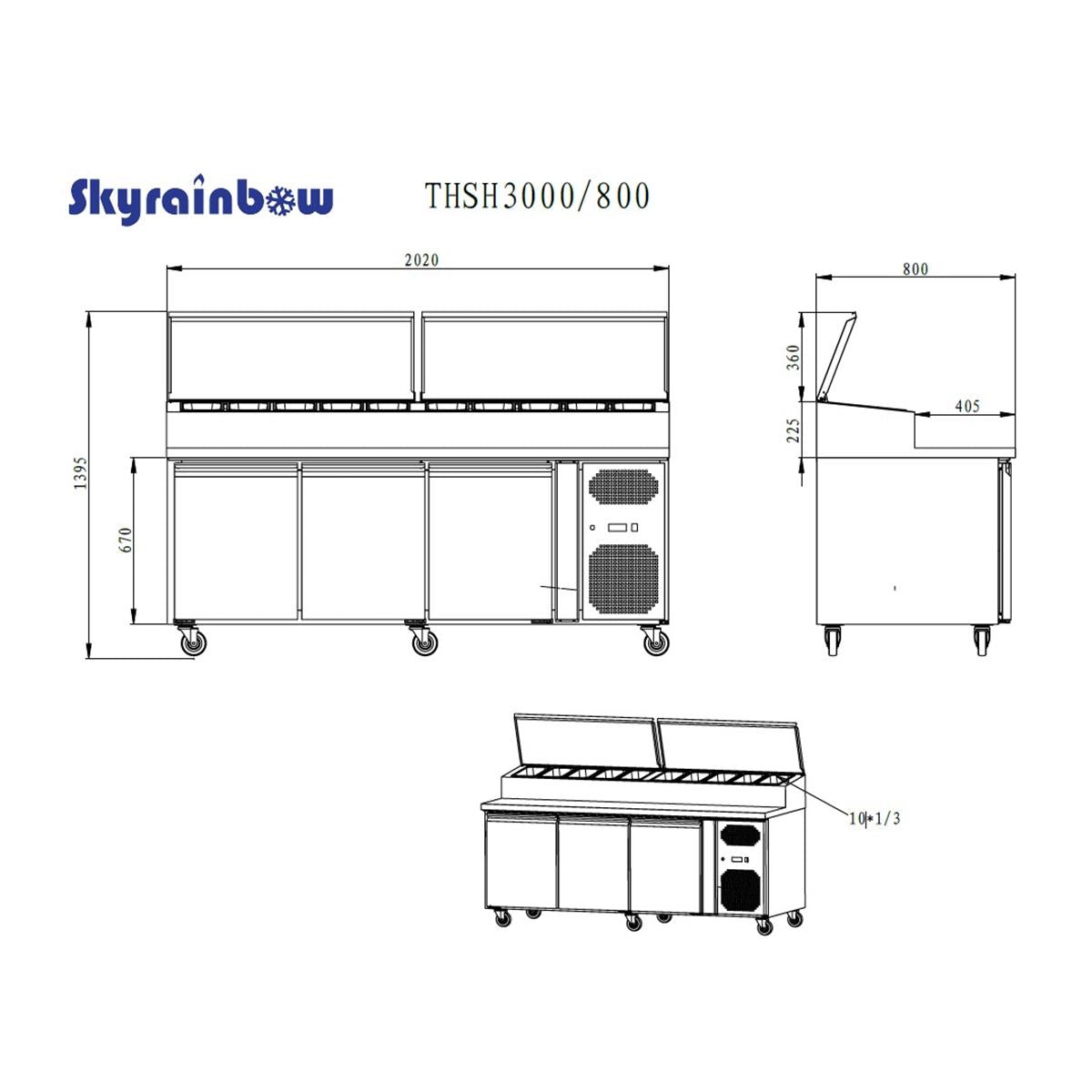 Preparation table, 3 doors, 202 x 80 - Image 3