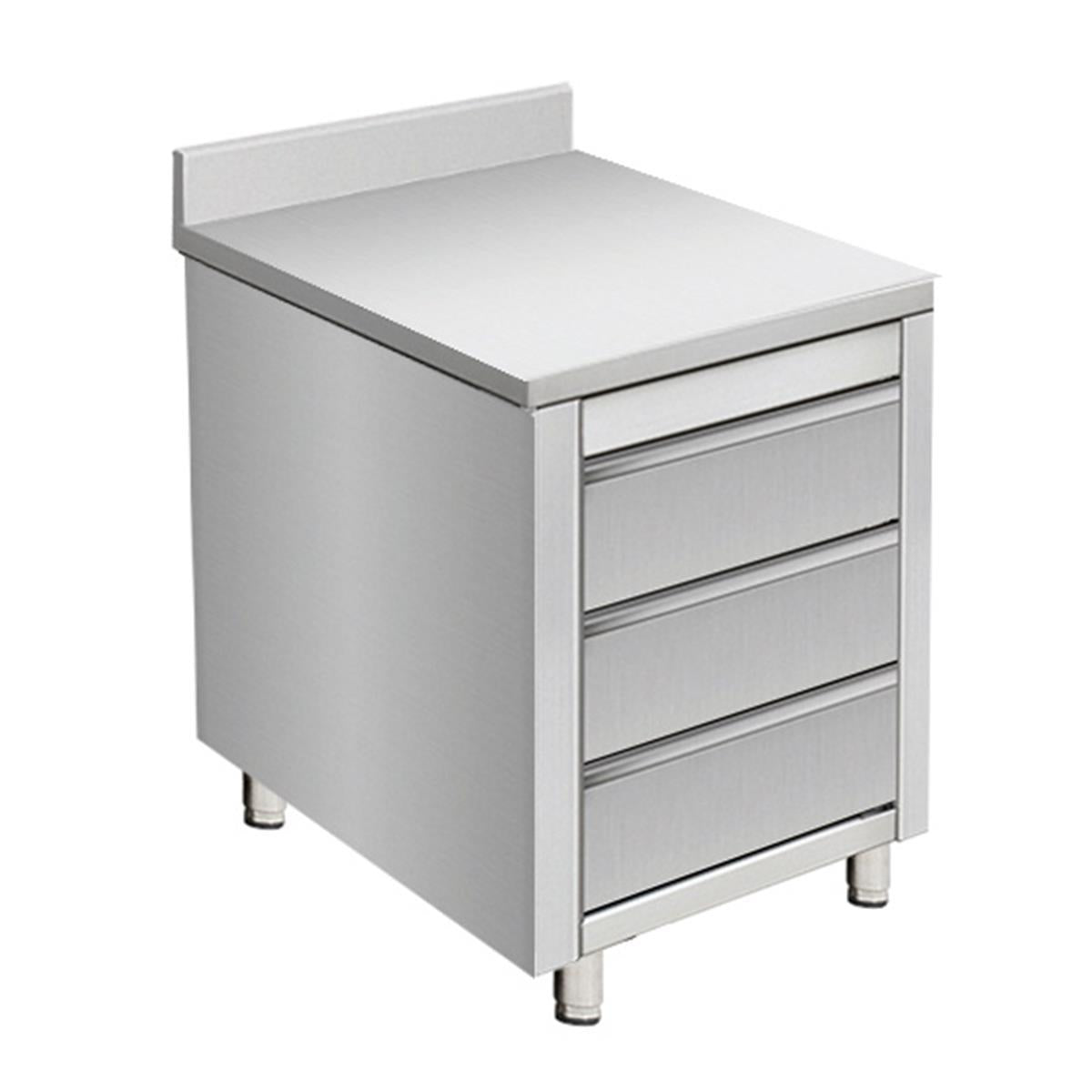 Stainless steel work cabinet, with upstand, 50 x 60