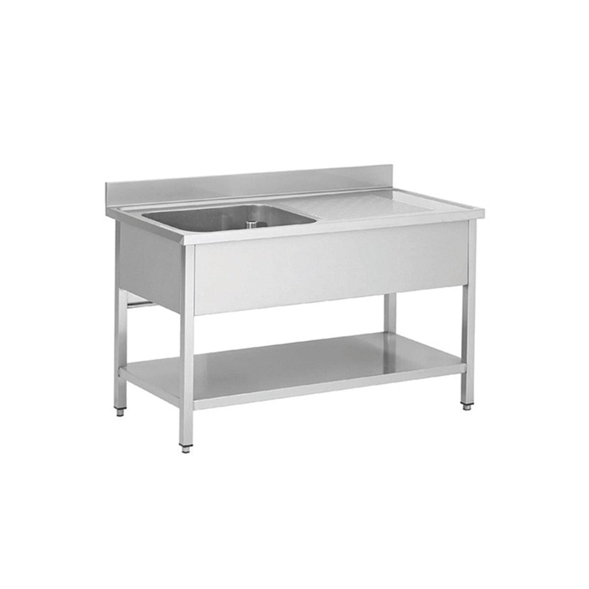 Stainless steel sink unit, one bowl left, 100 x 70