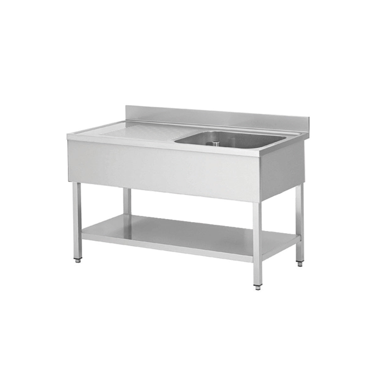 Stainless steel sink unit, one bowl right, 120 x 60