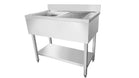 Stainless steel sink unit, one bowl left, 120 x 70