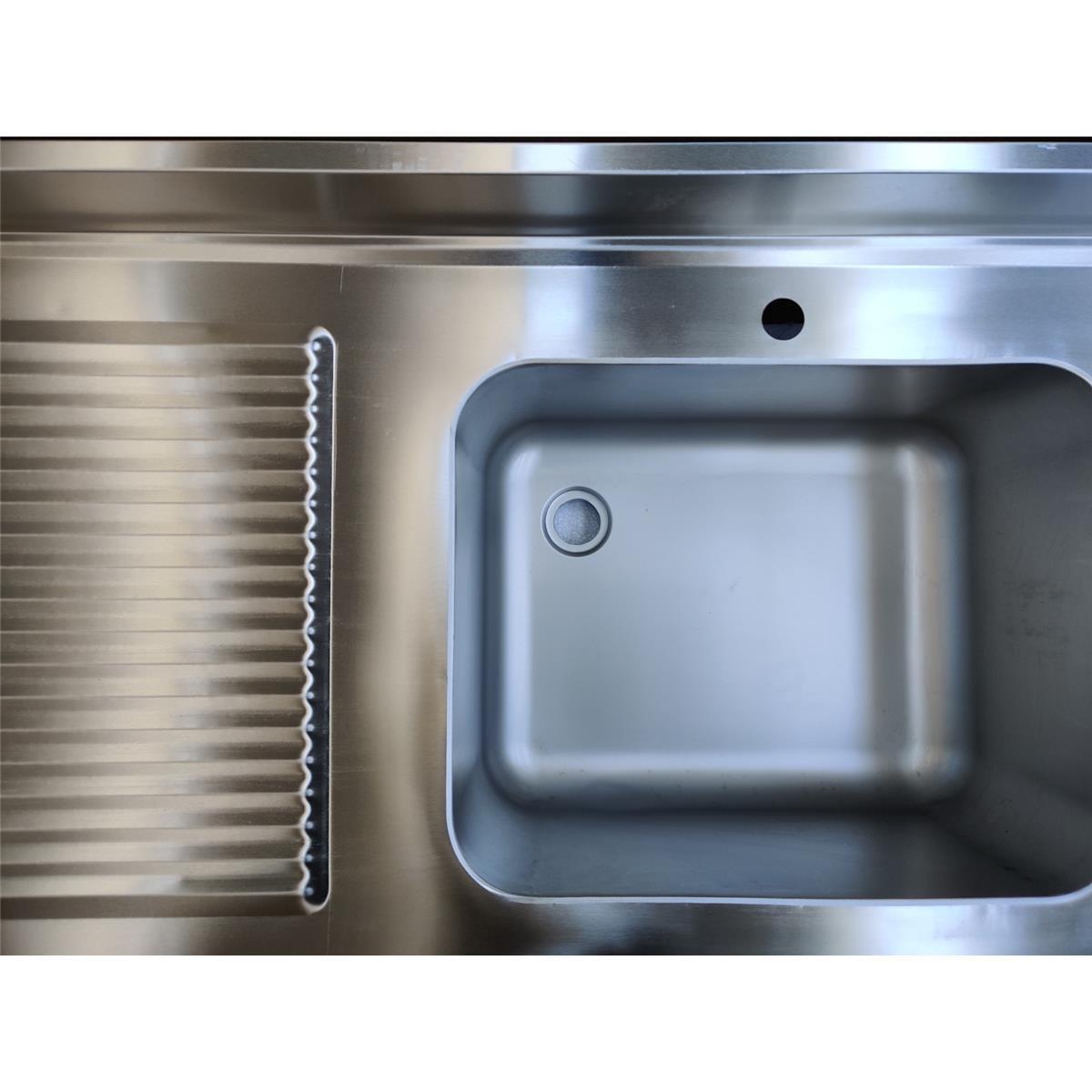 Stainless steel sink unit, one bowl right, 140 x 70 - Image 3