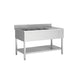 Stainless steel sink unit, two bowls left, 160 x 60