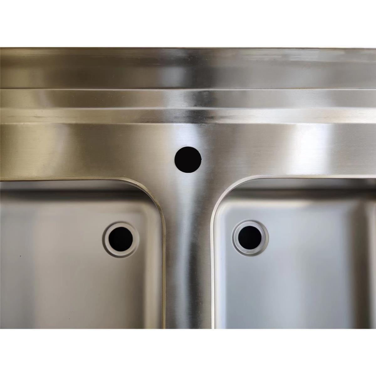 Stainless steel sink unit, two bowls right, 160 x 70 - Image 3