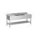 Stainless steel sink unit, two basins center, 200 x 60