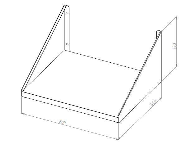 Wandbord Edelstahl, Gerätebord extra stabil, 1 Boden, 60x50 - Image 2
